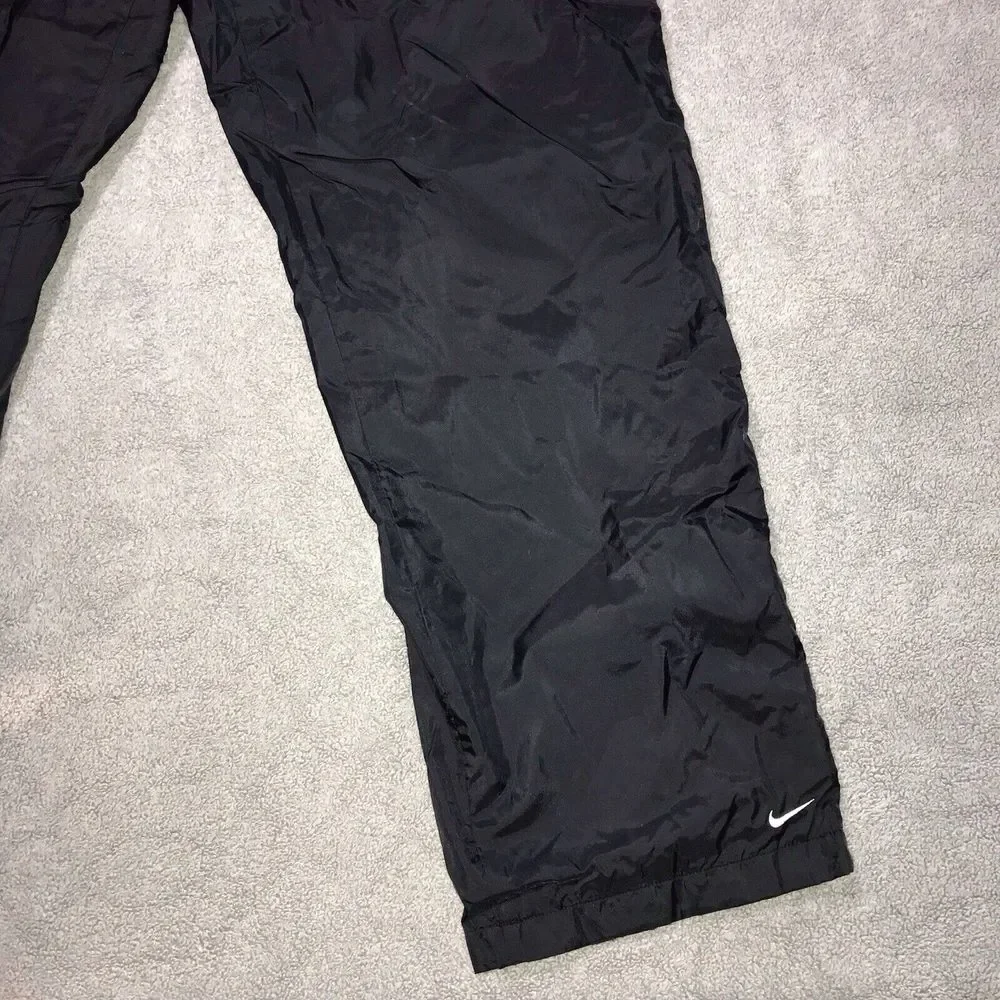 Vintage Nike Women's Black Ankle Zip Nylon 90's Track Pants Lined‎ Medium 8-10